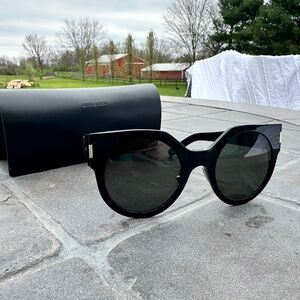 New Black SAINT LAURENT FOVBH19140 Sun Glasses w/case SL 185 slim 001 52024-140